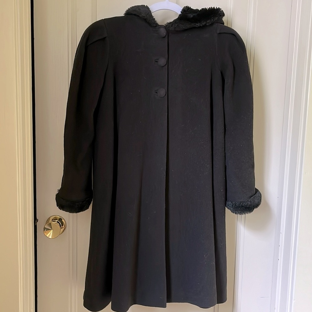 Helena Coat with Hood Girls Size 6 Black
